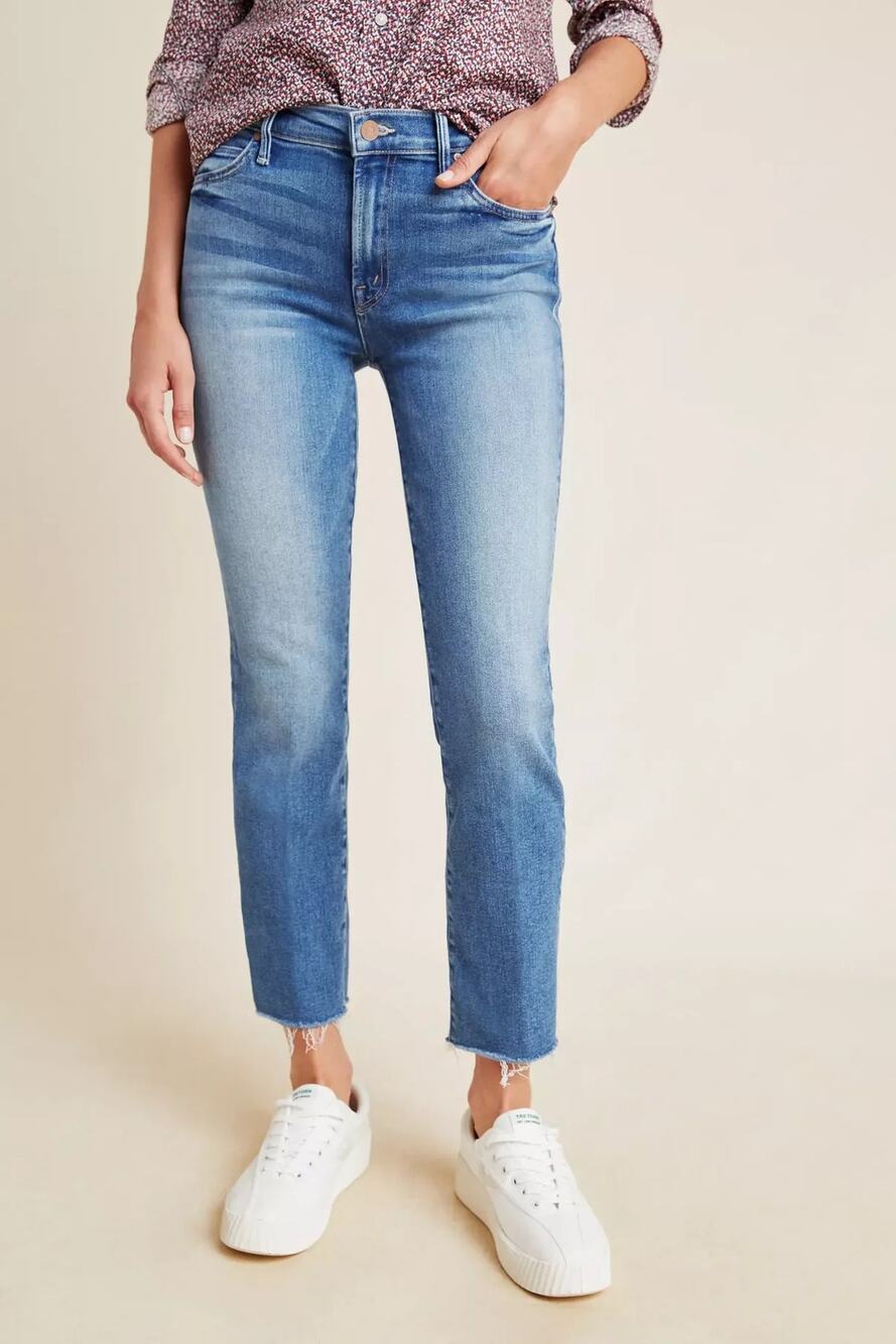 Mother The Rascal Ankle Fray Jeans in Opposites Attract Wash size 32